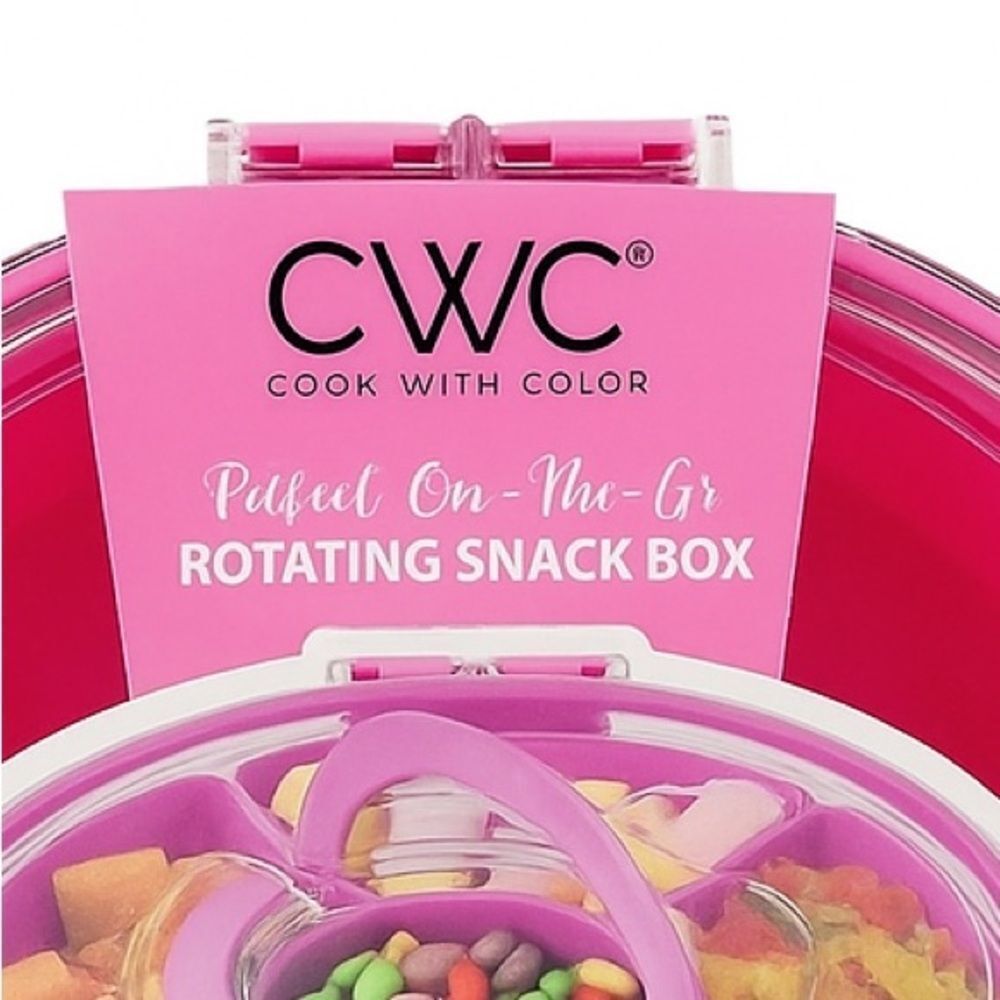 NEW- CWC -Cook With Color- On-The-Go Rotating Snack Box 6 Compartments-Hot Pink - Picture 2 of 3